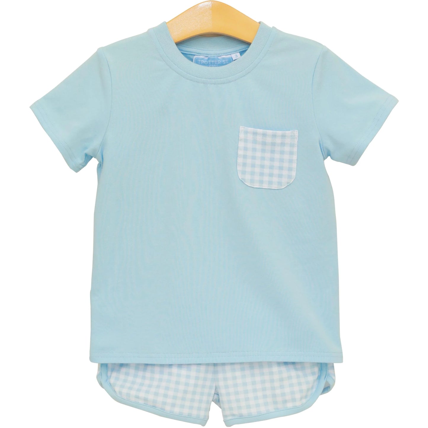 Light Blue Gingham Madden Short Set