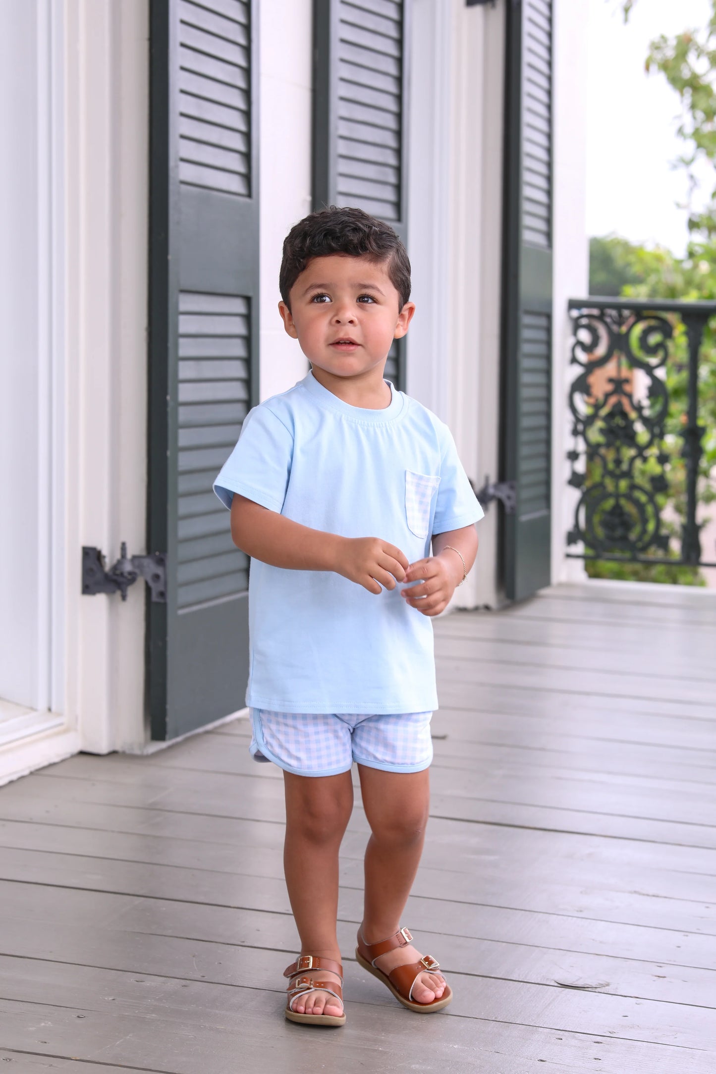 Light Blue Gingham Madden Short Set