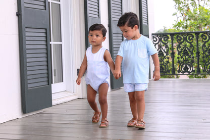 Light Blue Gingham Madden Short Set