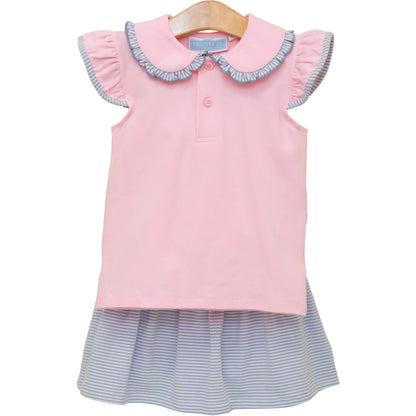 Light Pink/Dusty Blue Stripe Camilla Skort Set