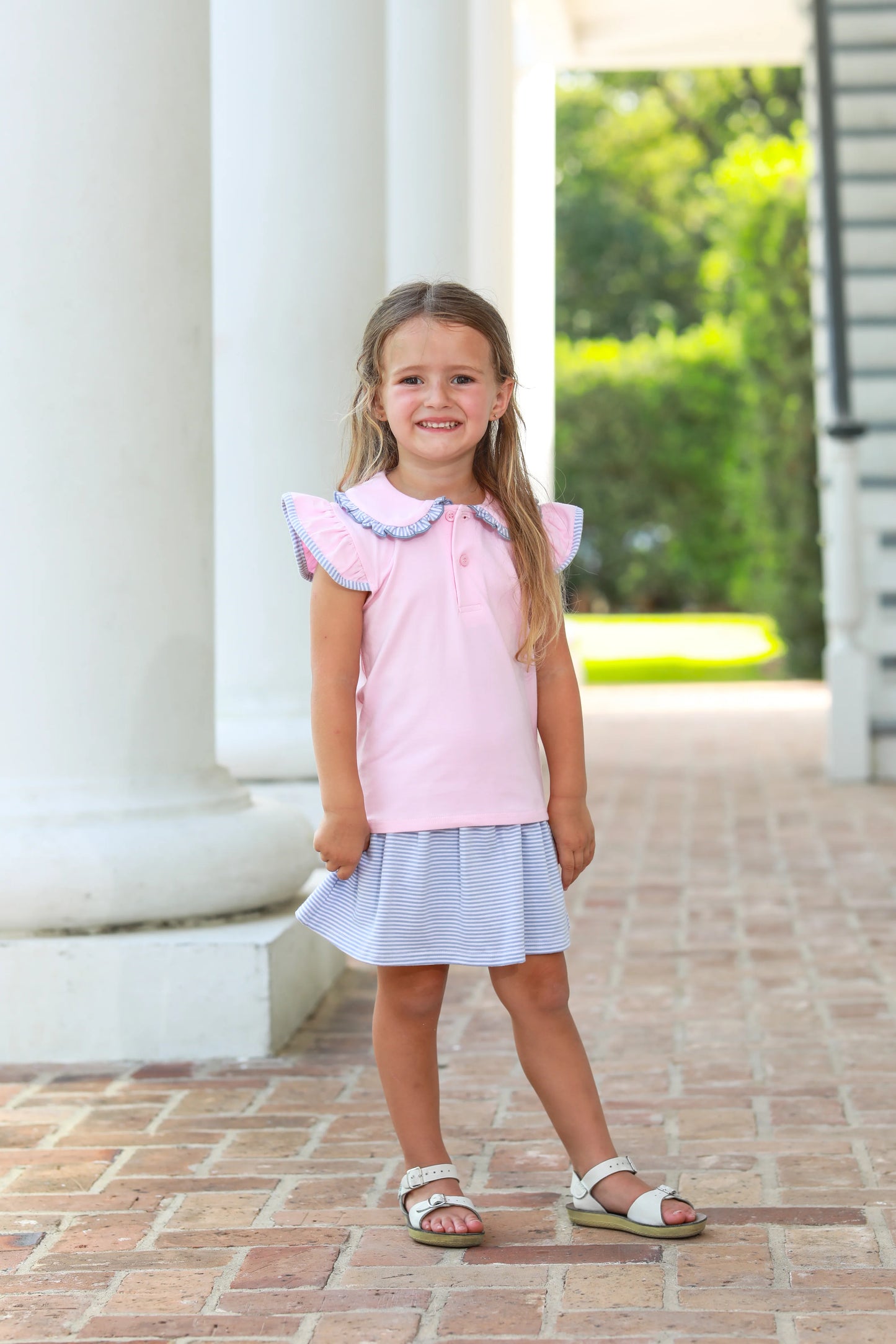 Light Pink/Dusty Blue Stripe Camilla Skort Set