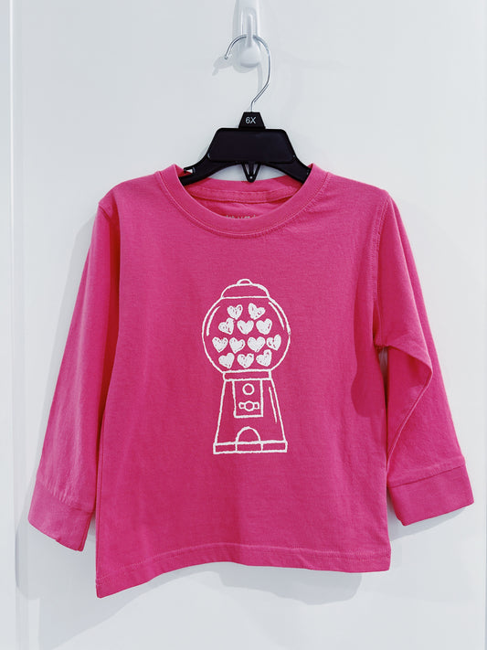 Hot Pink L/S Bubble Gum V-Day Tee