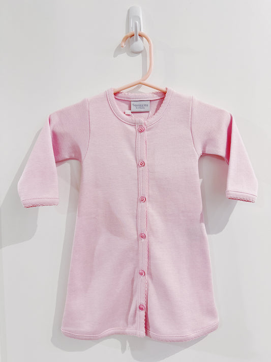 Open Bottom Day Gown- Pink Stripe