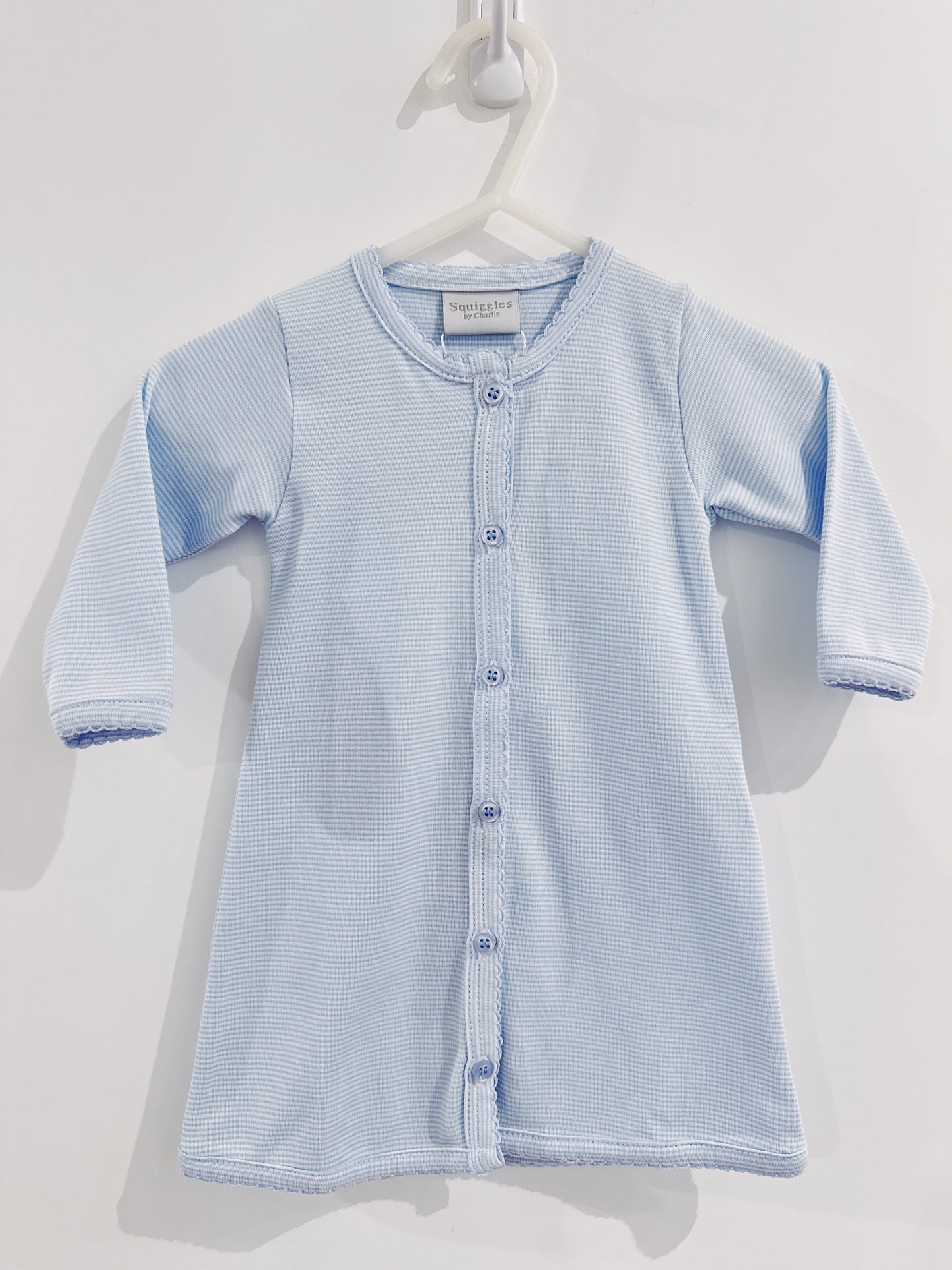 Open Bottom Day Gown- Blue Stripe