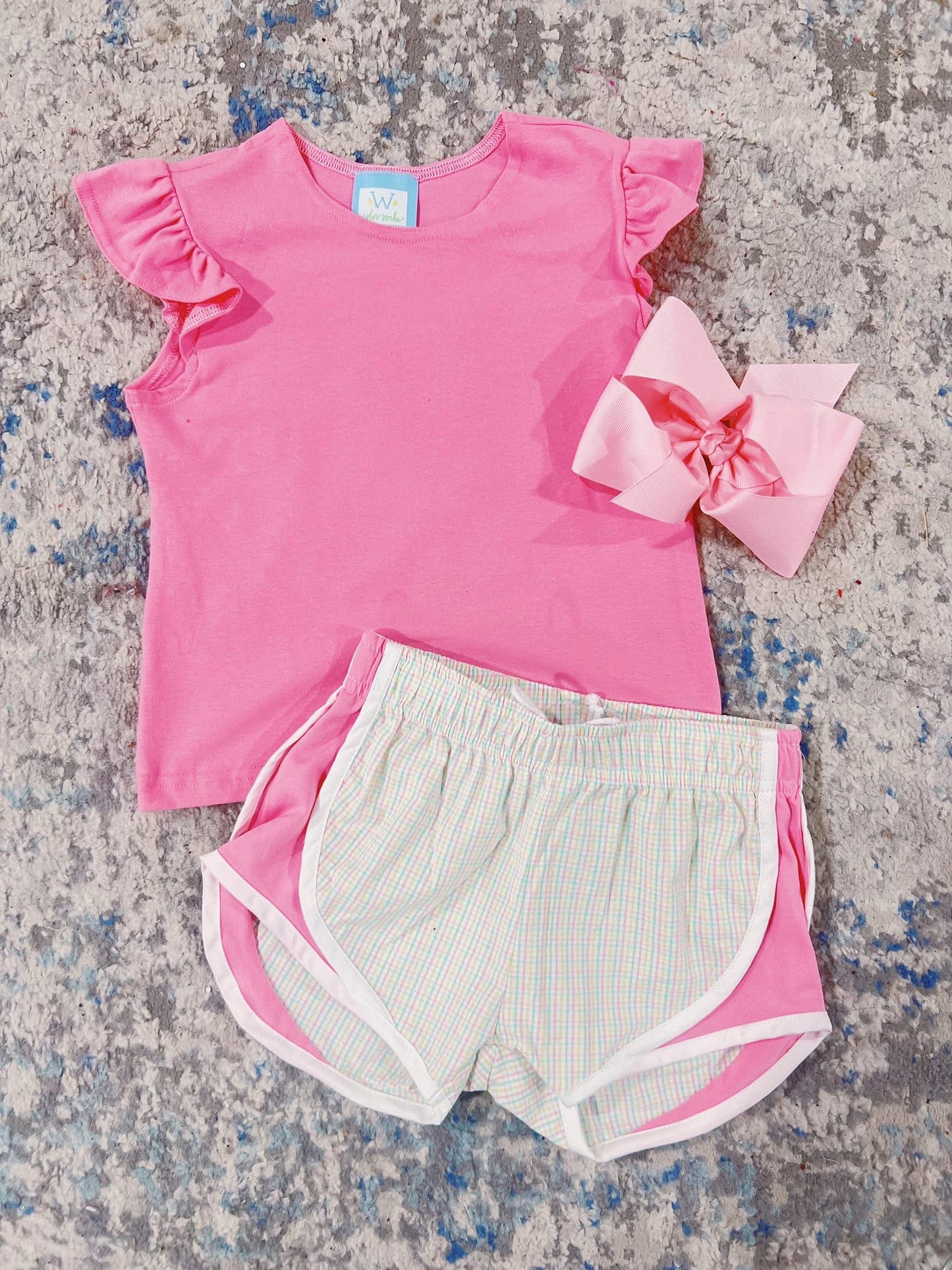 Pink Plaid Side Fabric Shorts