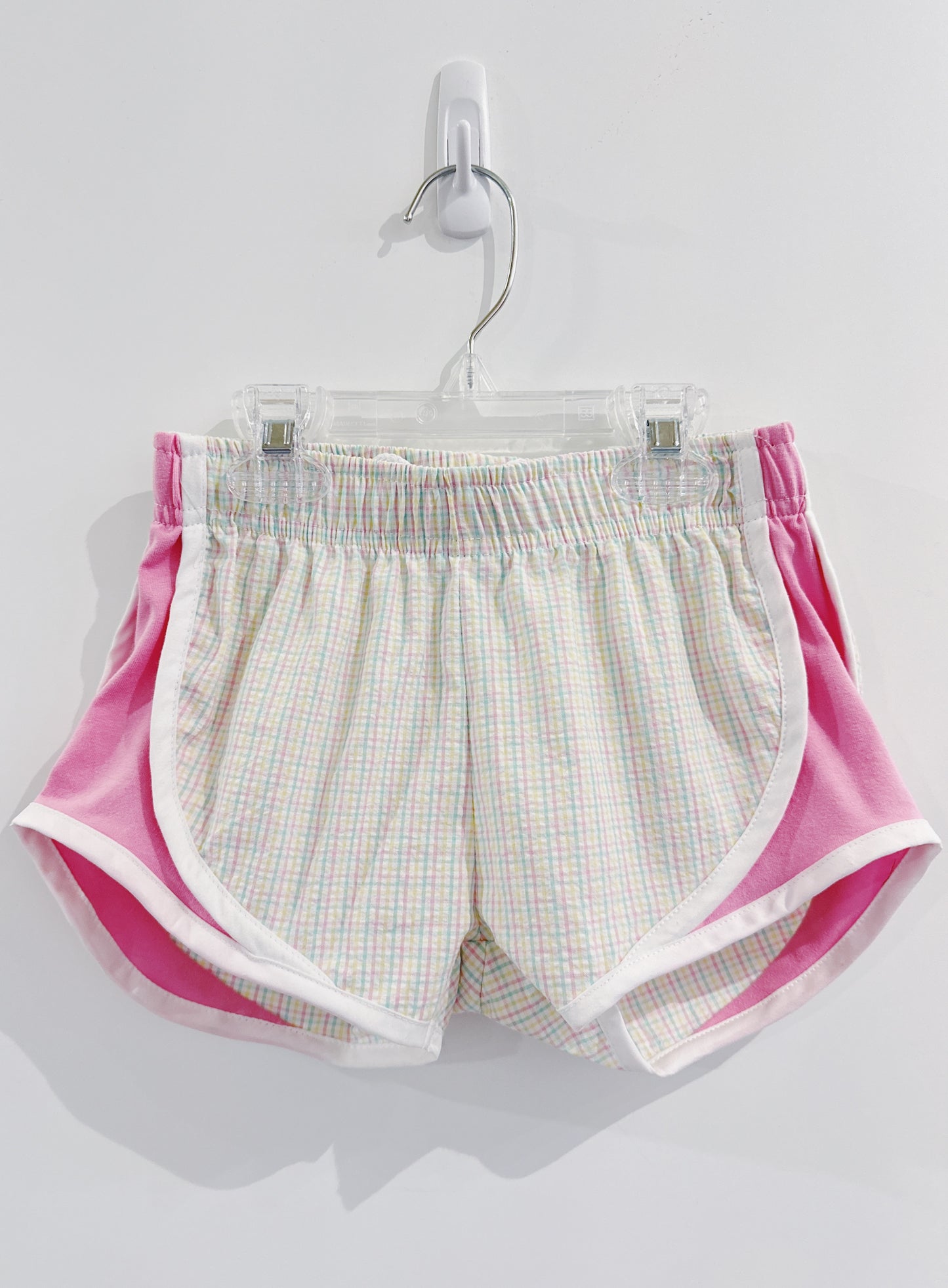 Pink Plaid Side Fabric Shorts