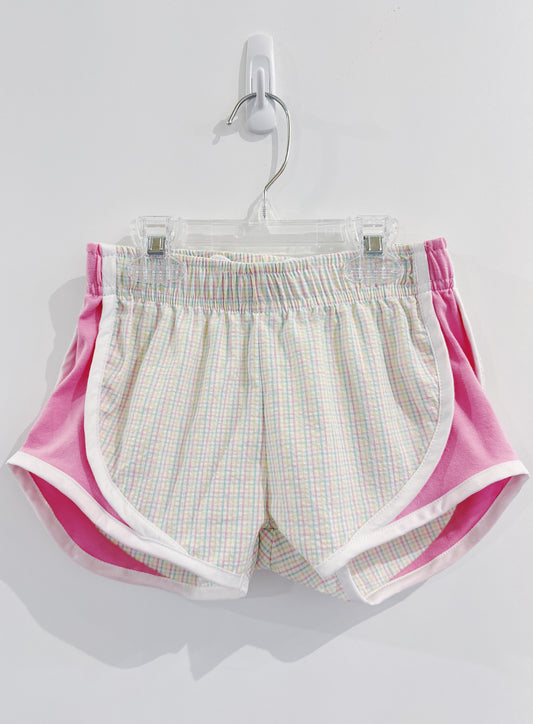 Pink Plaid Side Fabric Shorts