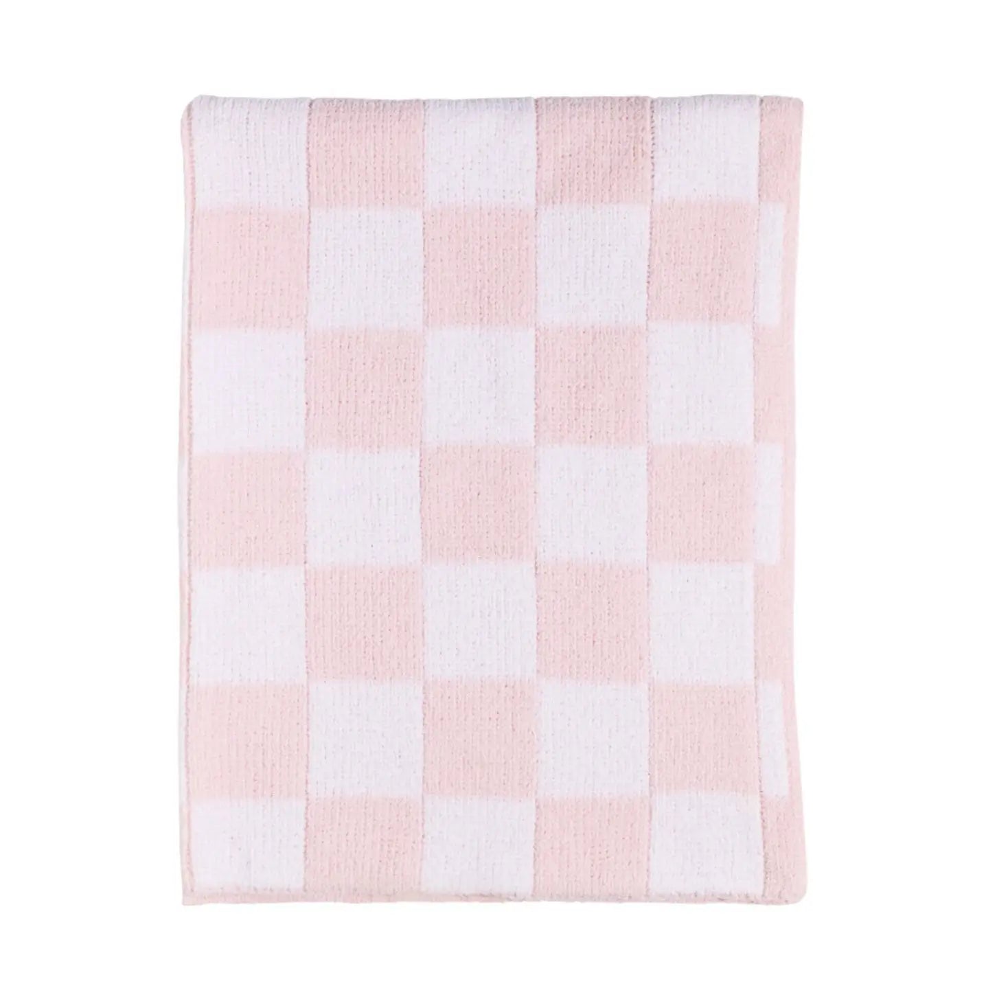 Pink Check Chenille Blanket
