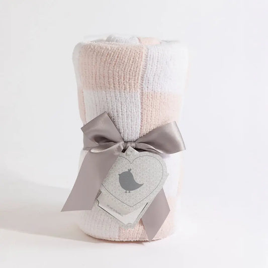 Pink Check Chenille Blanket