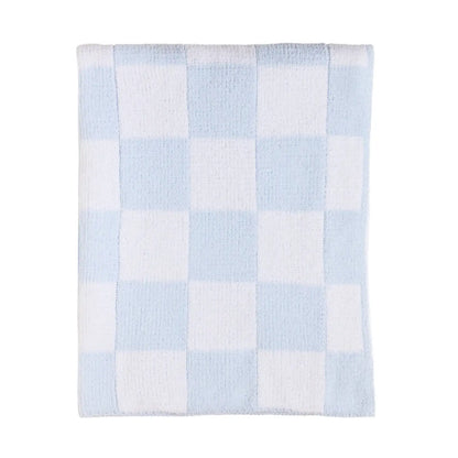 Blue Check Chenille Blanket