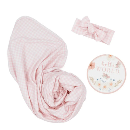 Pink Gingham Hello World Gift Set
