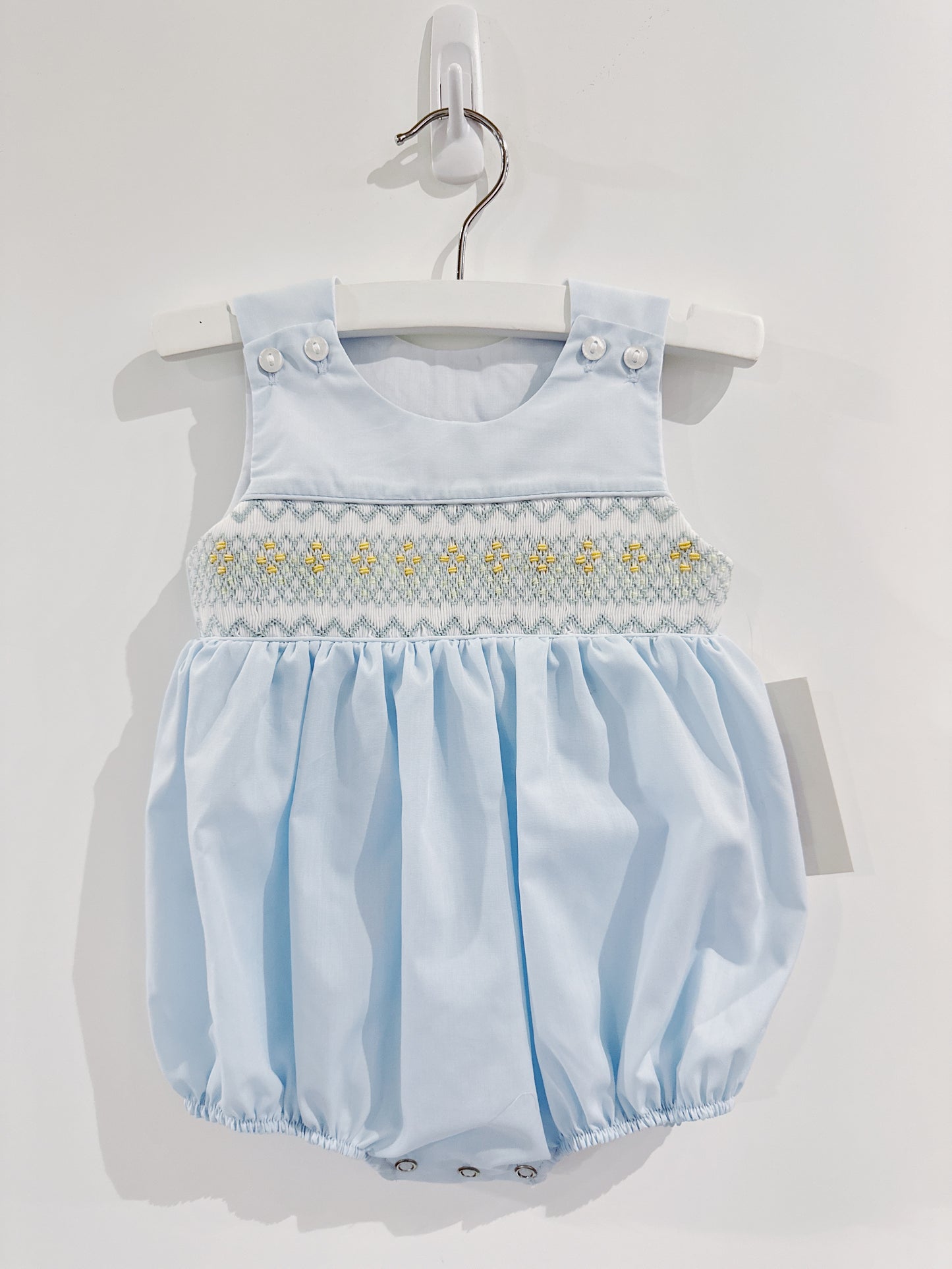 Light Blue Pastel Smocked Sleeveless Bubble
