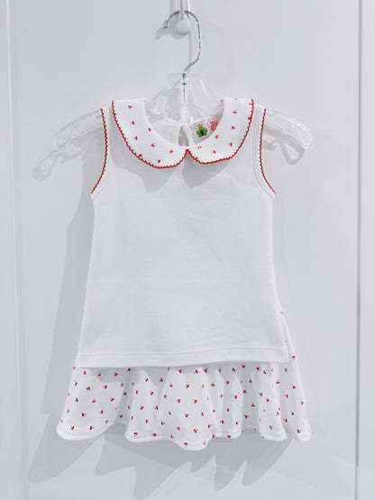Cherry Print Gathered Skort Set