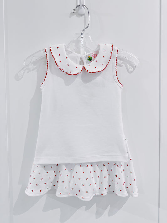 Cherry Print Gathered Skort Set