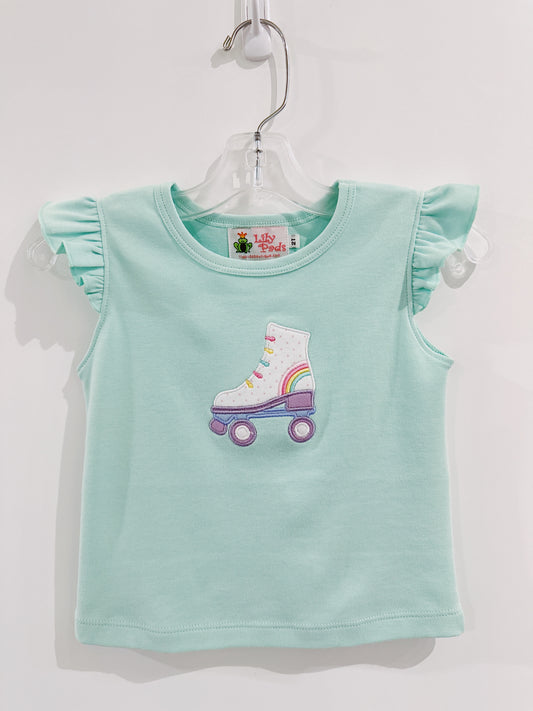 Mint Roller Skate Flutter Sleeve Top