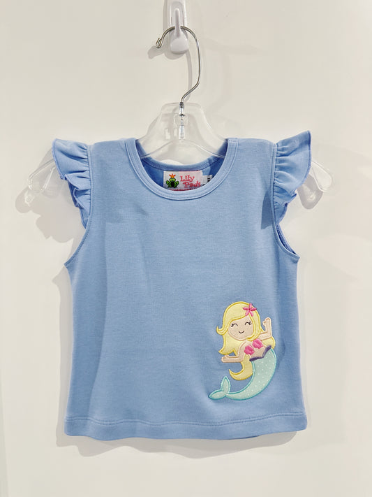 Sky Blue Mermaid Flutter Sleeve Top