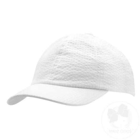 White Seersucker Ball Cap