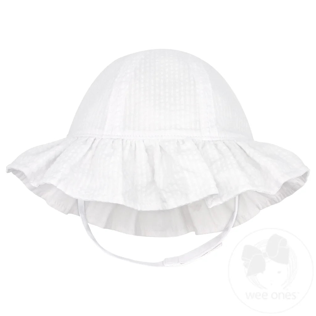 White Reversible Ruffle Brim Sunhat
