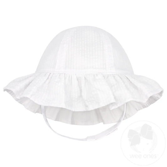 White Reversible Ruffle Brim Sunhat
