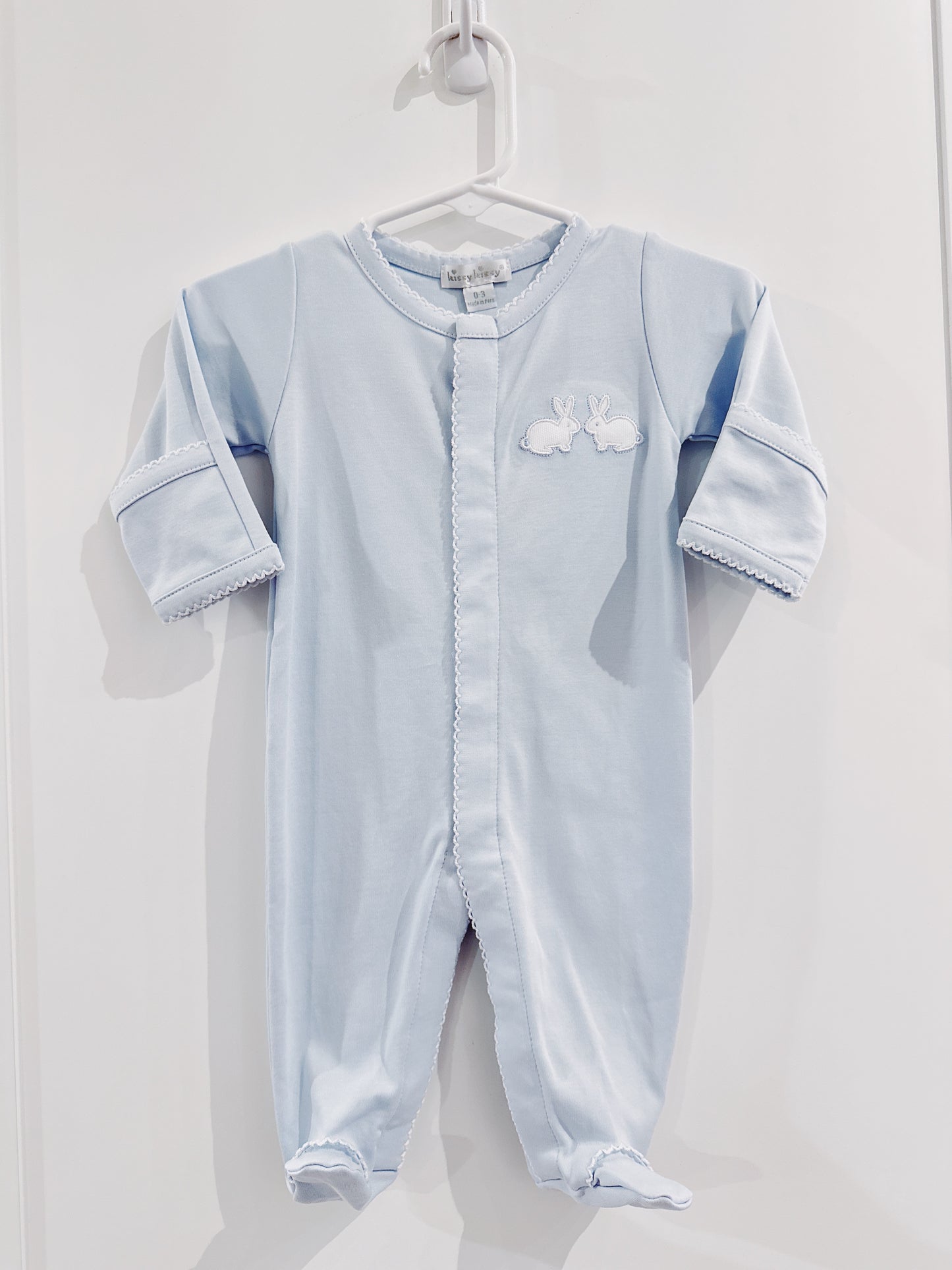 Light Blue Pique Bunny Footie