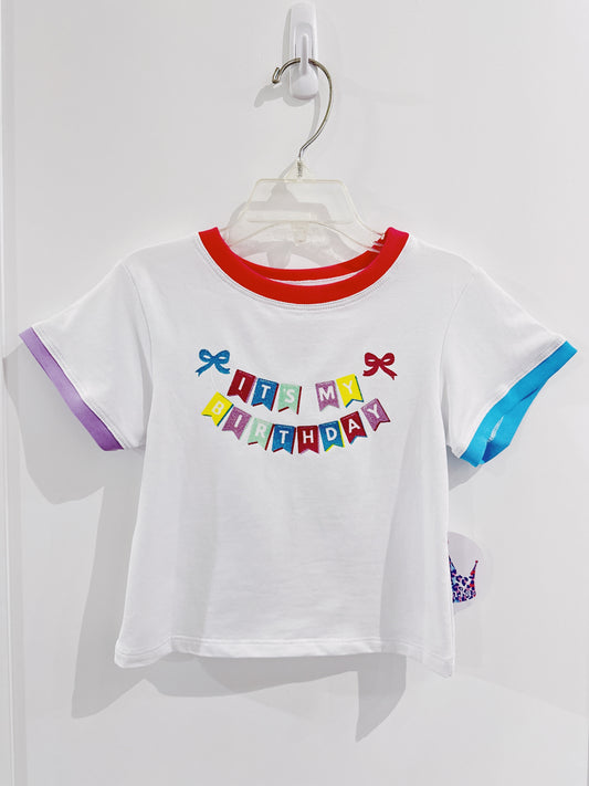 It's My Birthday Glitter White Boxy Tee