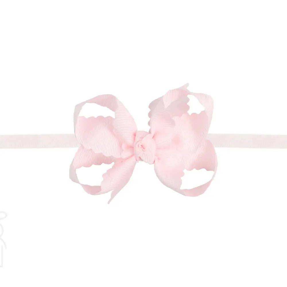 3.5" Medium Scalloped Bow on 1/4" Pantyhose Headband