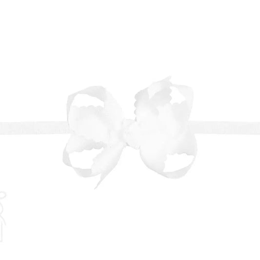 3.5" Medium Scalloped Bow on 1/4" Pantyhose Headband