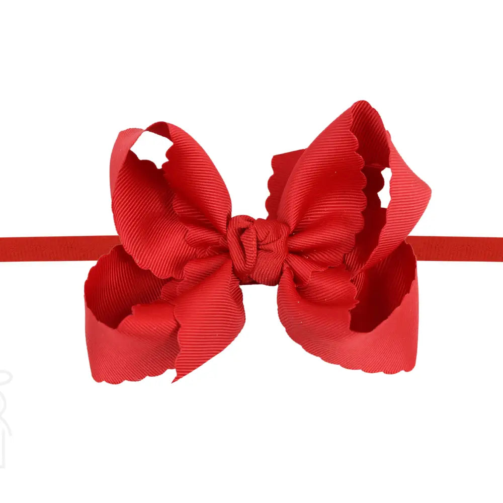 4.5" Large Scalloped Bow on 1/4" Pantyhose Headband