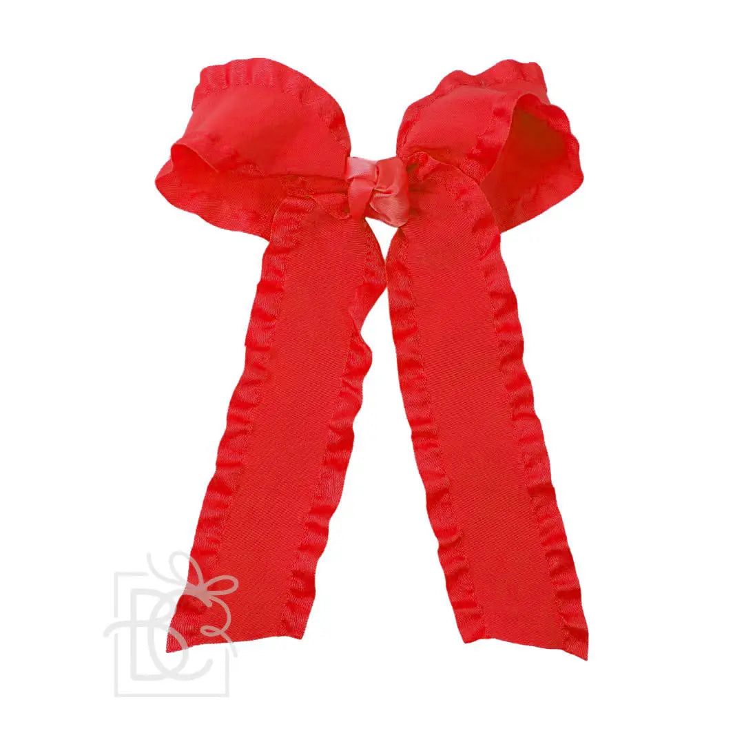 1.5" Double Ruffle Ribbon Bow with Tails