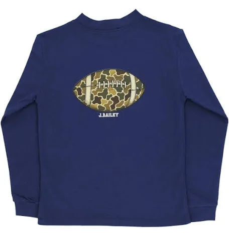J. Bailey Navy Football Logo L/S Tee