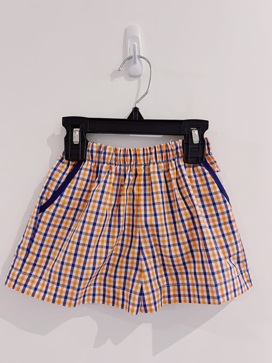 LuLu BeBe Orange/Blue Plaid Short