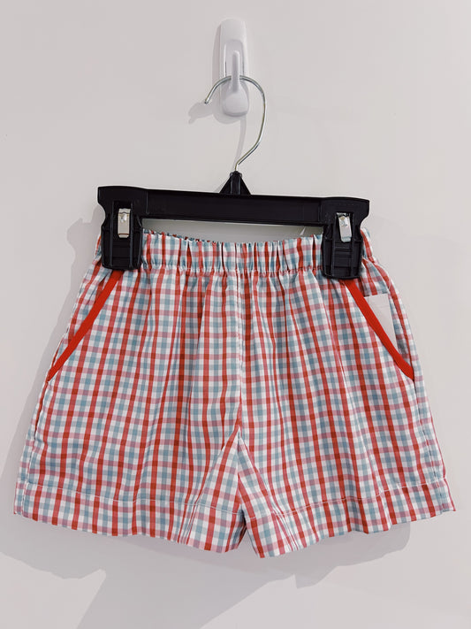 LuLu BeBe Red/Gray Plaid Short