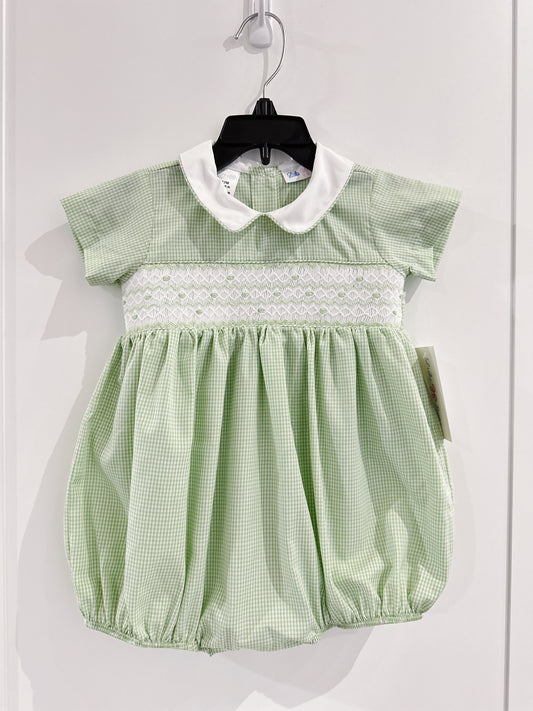 Green Smocked Boys Bubble
