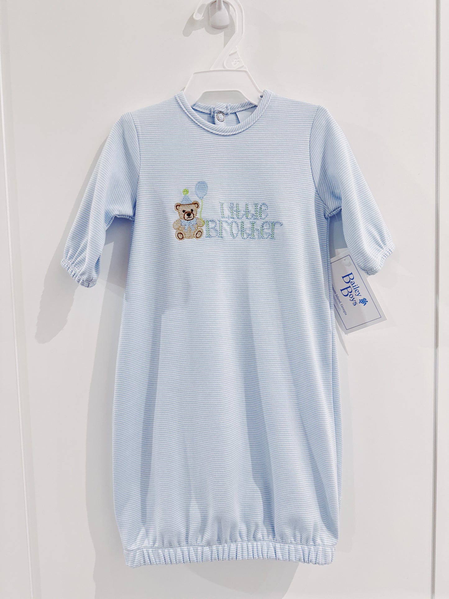 Blue Micro Stripe Little Brother Gown