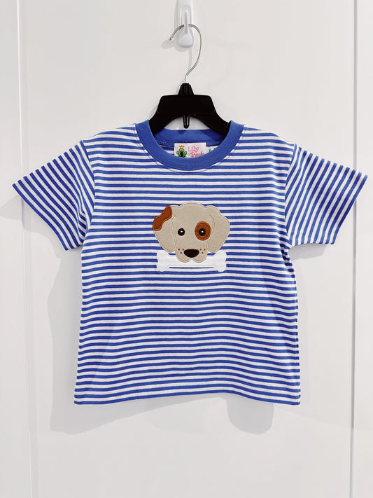 Dark Chambray Stripe Dog with Bone Tee