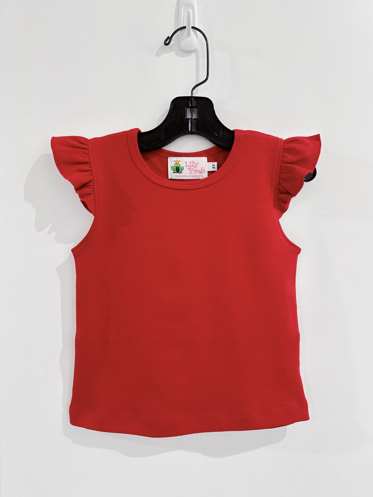 Red Flutter Sleeve Top