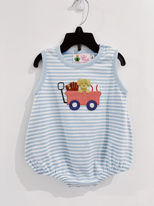 Baseball Puppy in Wagon Bubble