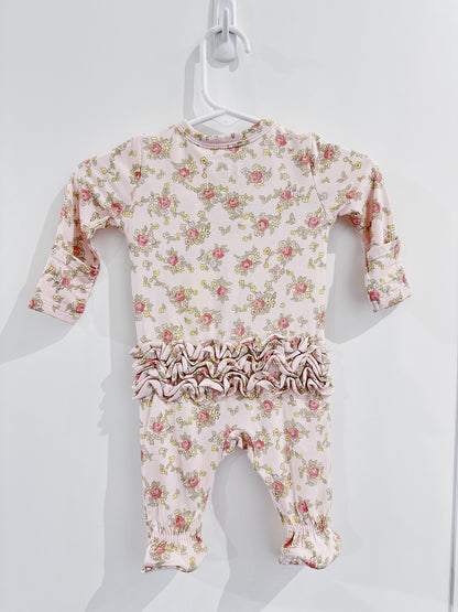 Ediths Rose Garden Ruffle Back 2 Way Zipper Footie