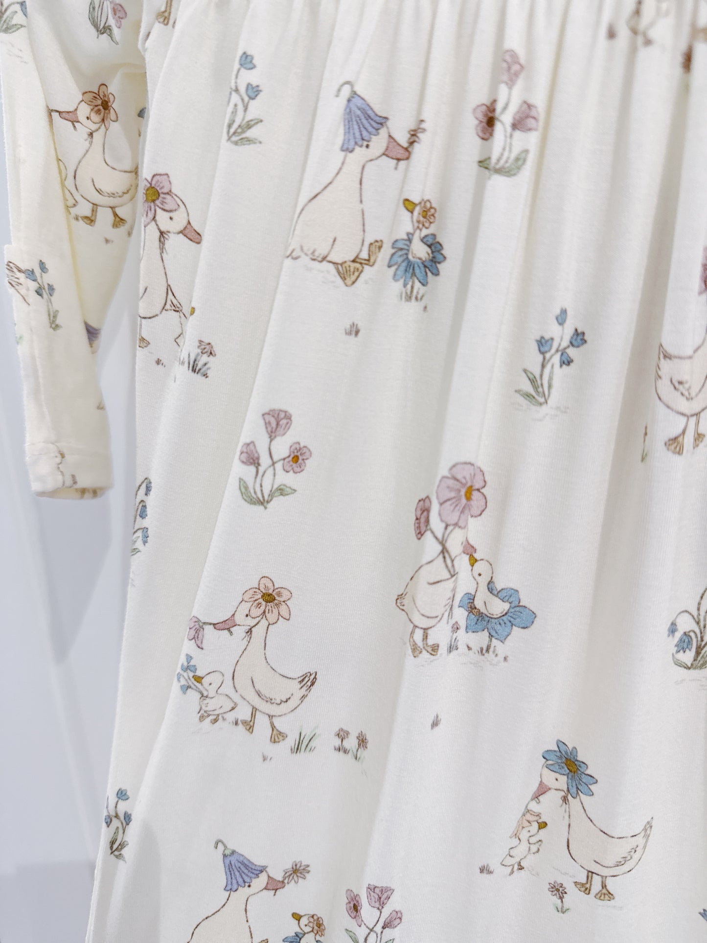 Flower Ducklings Smocked Snap Footie