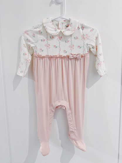 Dainty Buds & Bows 2 Way Ruffle Zipper Footie