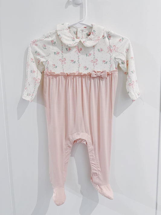Dainty Buds & Bows 2 Way Ruffle Zipper Footie