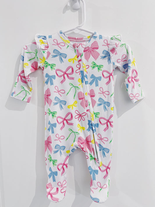Sweet Bows 2 Way Zipper Footie