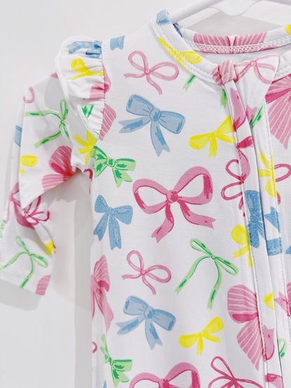 Sweet Bows 2 Way Zipper Footie