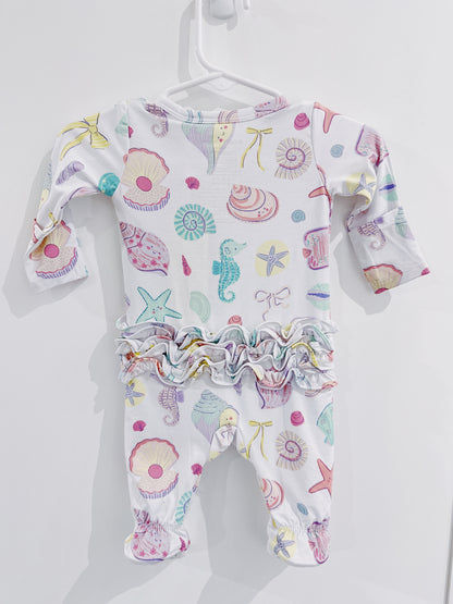Beach Days Ruffle Back 2 Way Zipper Footie