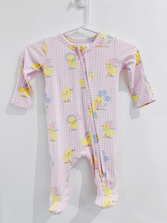 Vintage Spring Ducklings 2 Way Zipper Footie