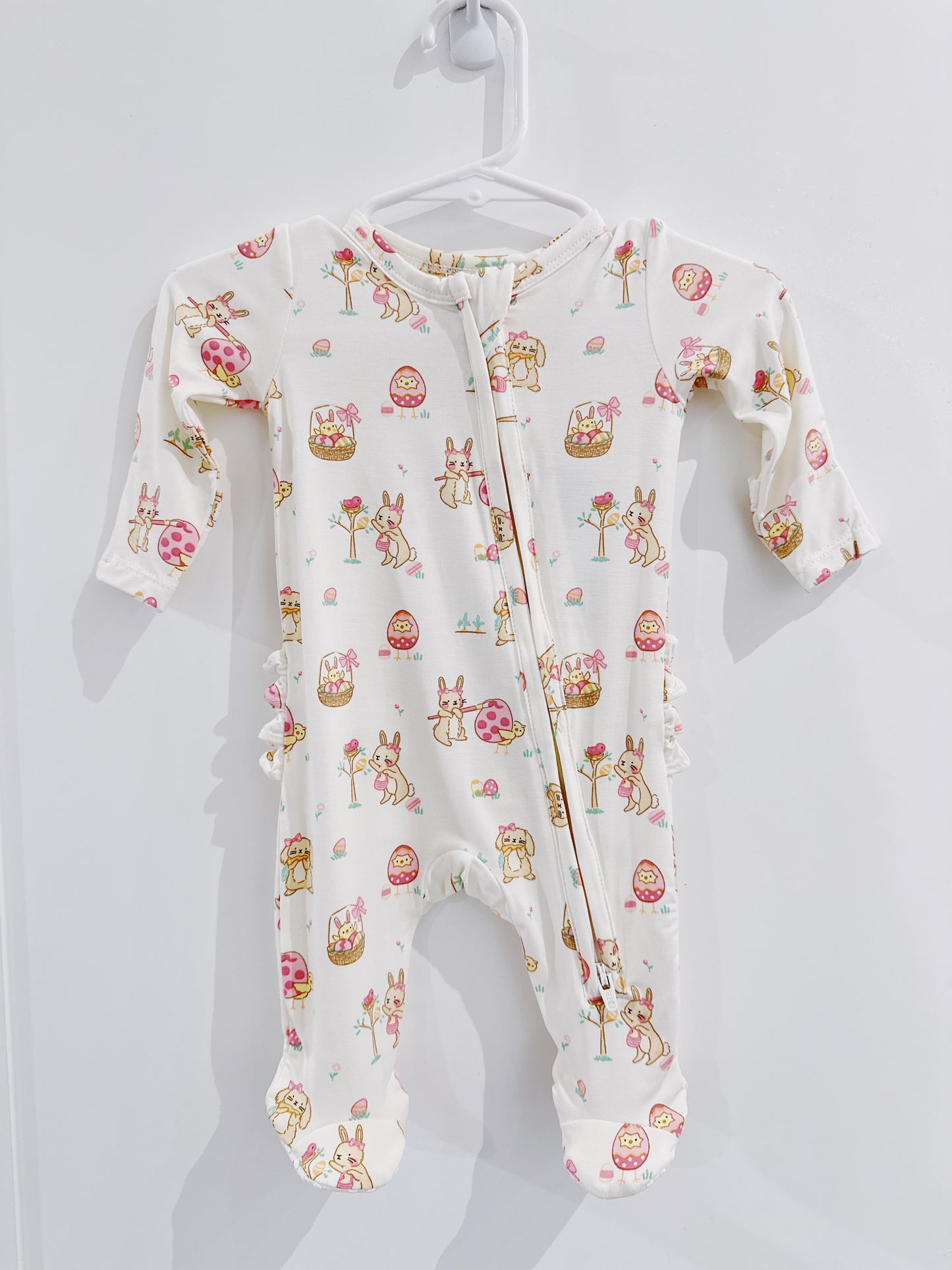 Easter Egg Hunt Ruffle Back 2 Way Zipper Footie