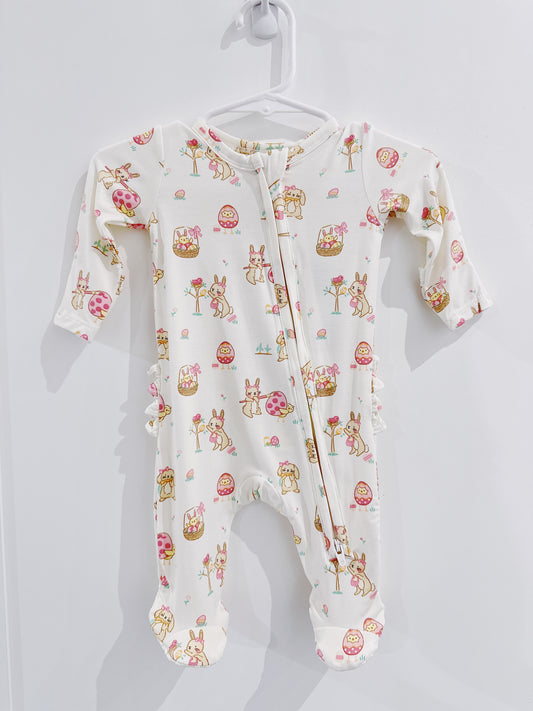 Easter Egg Hunt Ruffle Back 2 Way Zipper Footie
