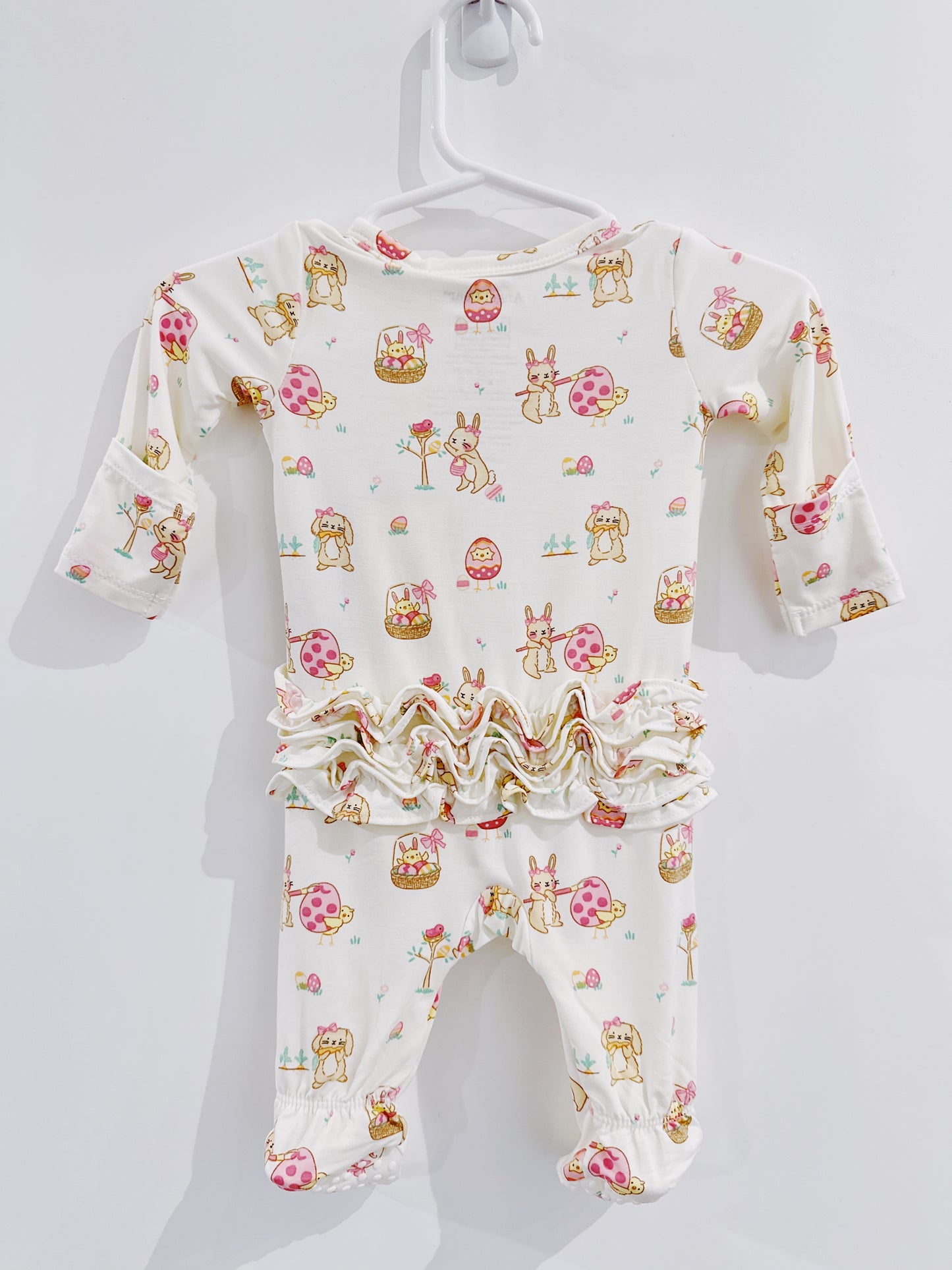 Easter Egg Hunt Ruffle Back 2 Way Zipper Footie