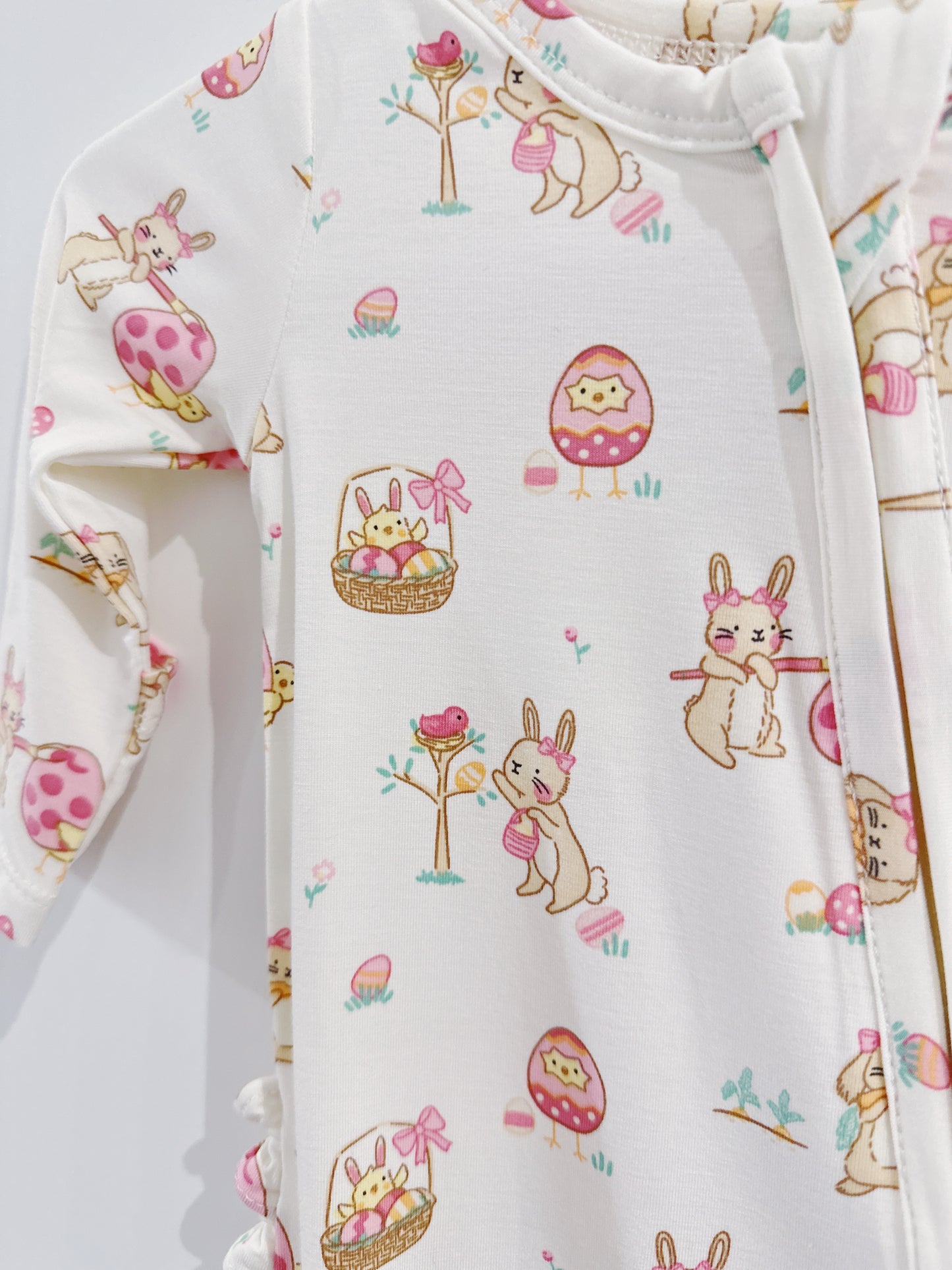 Easter Egg Hunt Ruffle Back 2 Way Zipper Footie