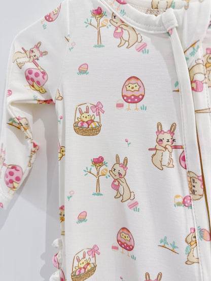 Easter Egg Hunt Ruffle Back 2 Way Zipper Footie